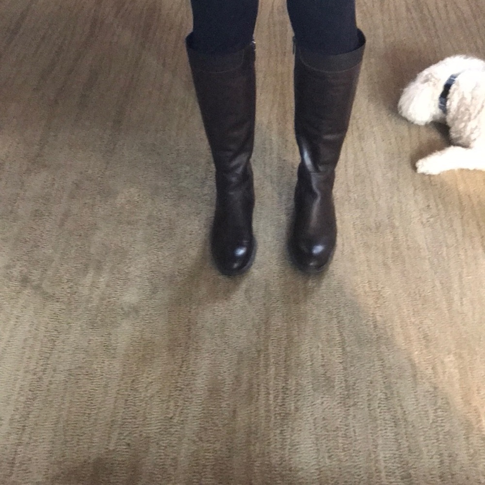 Brown leather boots